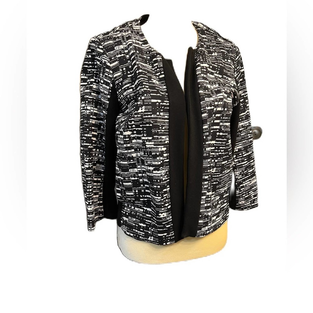 Ellen Tracy Black/White 3/4 Sleeve Blazer Size L
